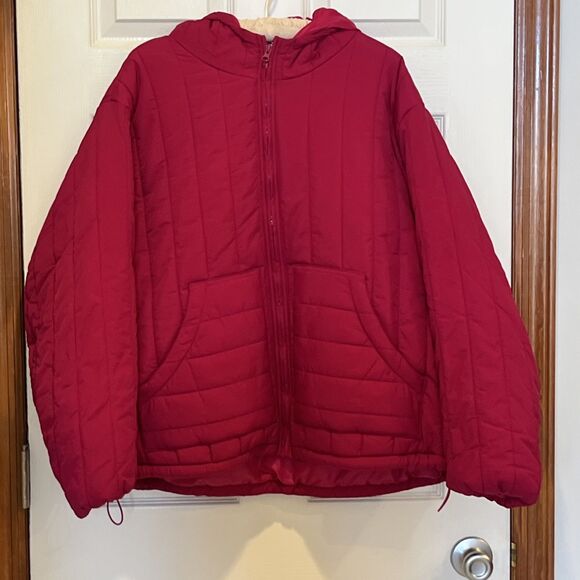 NWT A New Day Ladies Quilted Short Insulated Pink Coat Jacket w/Hood Size XXL - Picture 1 of 11